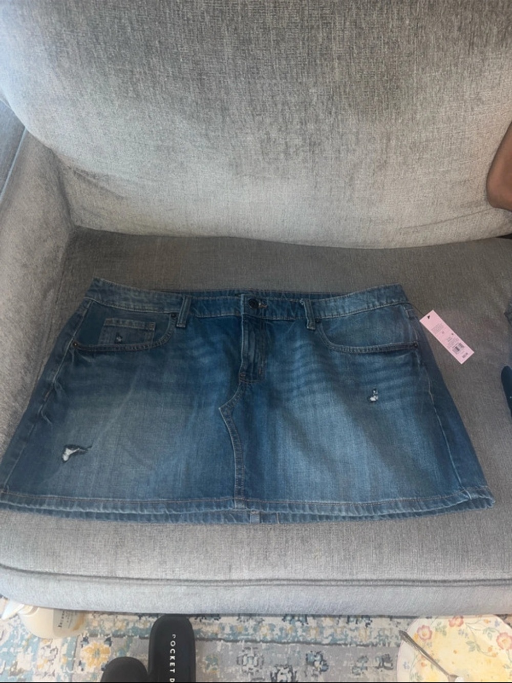 wild fable Blue Distressed Denim Mini Skirt